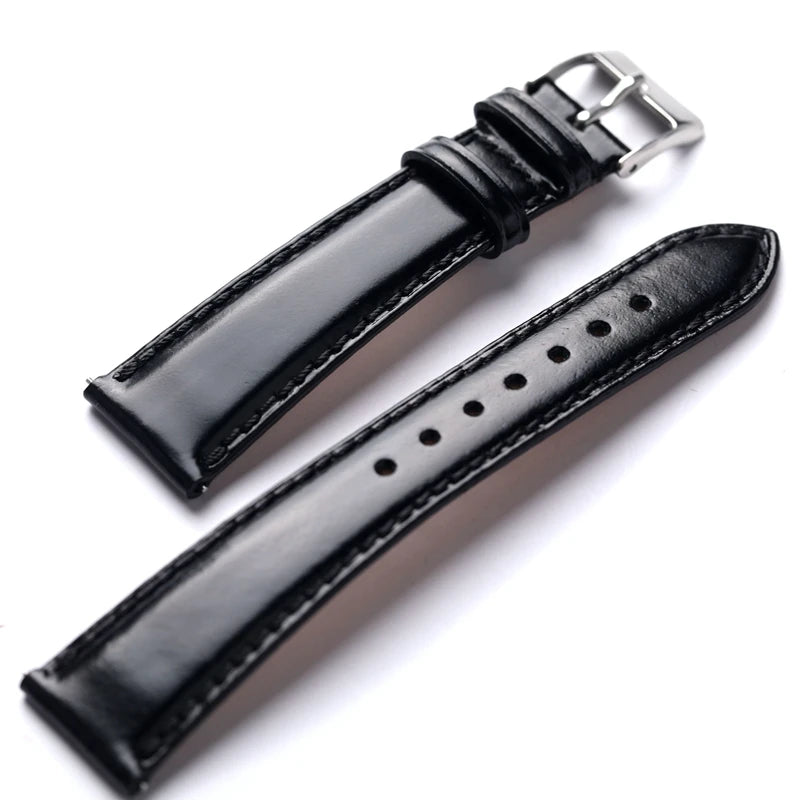 Handmade leather strap 20MM16MM ultra-thin quick release male black soft leather strap