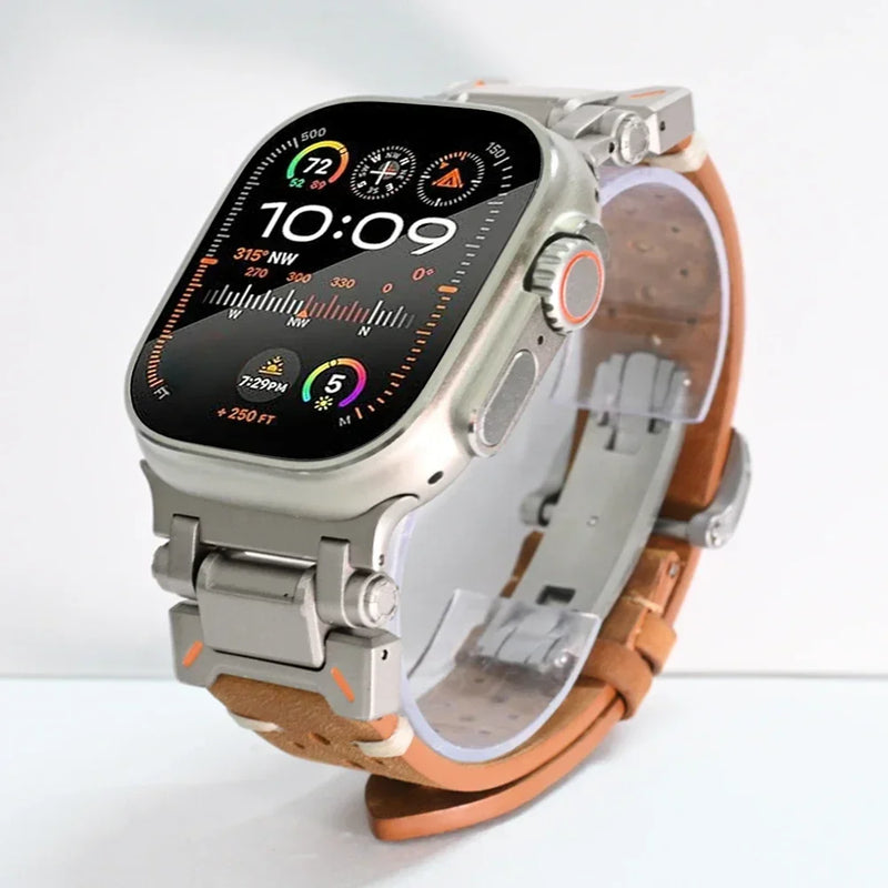 Genuine Leather Band for Apple Watch Ultra 2 9 8 7 49mm 45mm Bracelet for iWatch Series 3 4 5 6 se