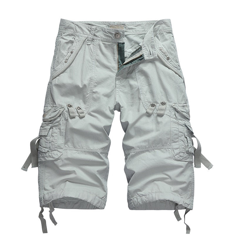 Summer Cargo Shorts Men Casual Workout Military Army Men Shorts Multi-pockets Calf-length Short Homme Men Clothing