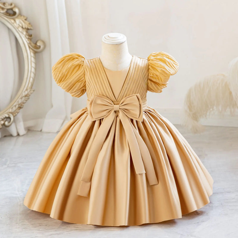 Baby Striped Party Dresses Wedding Birthday Princess Dress For Girls Bow Bridemaid