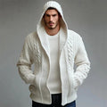 Winter Thick Warm Sweater Jackets Men Twist Textured Knitted Hooded Cardigans Men Knitting Cardigans