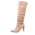 Winter Women Knee High Slouch Boots Hot Pointed Toe High Heels Lady Shoes