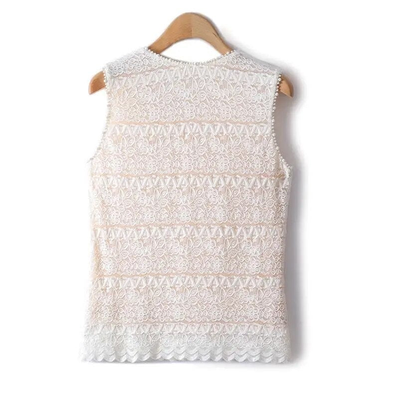 Women Comfortable Elastic Lace Vest Female Summer Crochet Suspenders Slim Woman Clothing