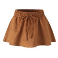 Winter Women Drawstring Elastic Waist Mini Skirt Slim Puffy Skirt