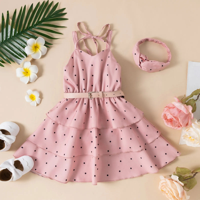 Princess Kids Baby Dress For Girls Dots Dress Sleeveless Ruffle Party Birthday Baptism Dress For Girl Summer Dresses