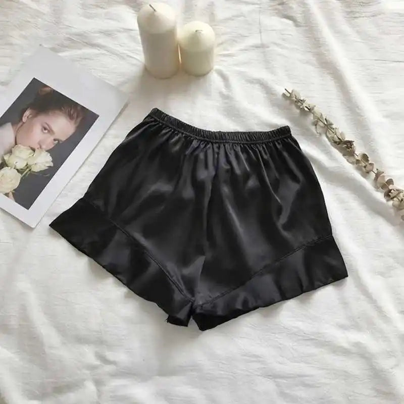 Summer Satin Shorts Elegant Wear Pants Women Loose Casual Shorts