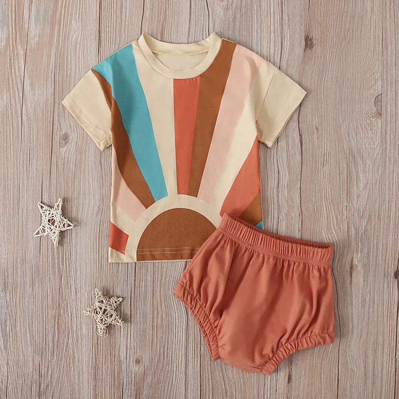 Newborn Baby Clothes Toddler Girl Summer Outfits Casual Cute T-shirt Shorts Kids Clothing Set