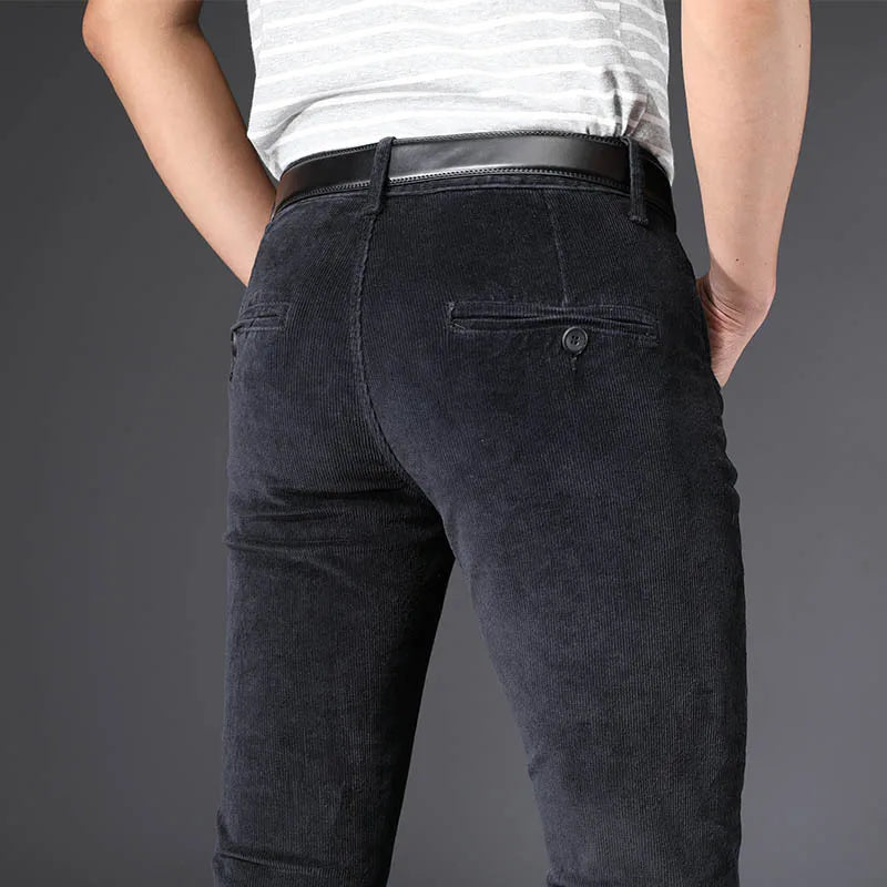 Men Autumn And Winter Micro Horn Lamp Core Flannelette Trousers Velvet Casual Pants