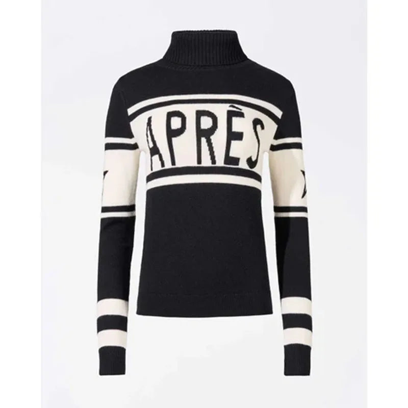 Jacquard Knitted Alphabet Stripe Autumn Winter Slimming Sweater for Women