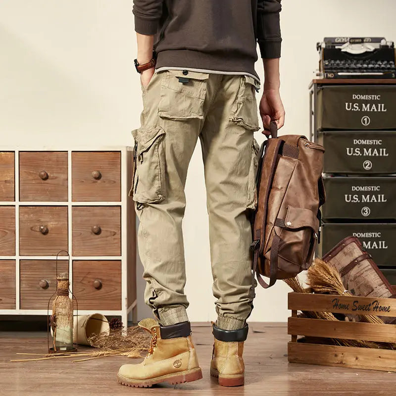 Spring Autumn Men Cargo Pants Multi Pocket Khaki Trousers Casual Military Cotton Pants Men Pantalon Cargo