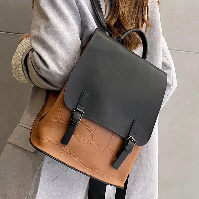 Women Leather Backpack Women Backpacks Retro Ladies Double Shoulder Bags