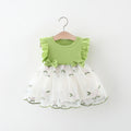 Girl's dress summer baby girl with patchwork mesh flower embroidery princess dress