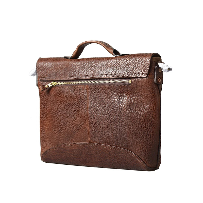 Handmade Leather Men Handbags Casual OL Laptop Briefcase Retro Leather