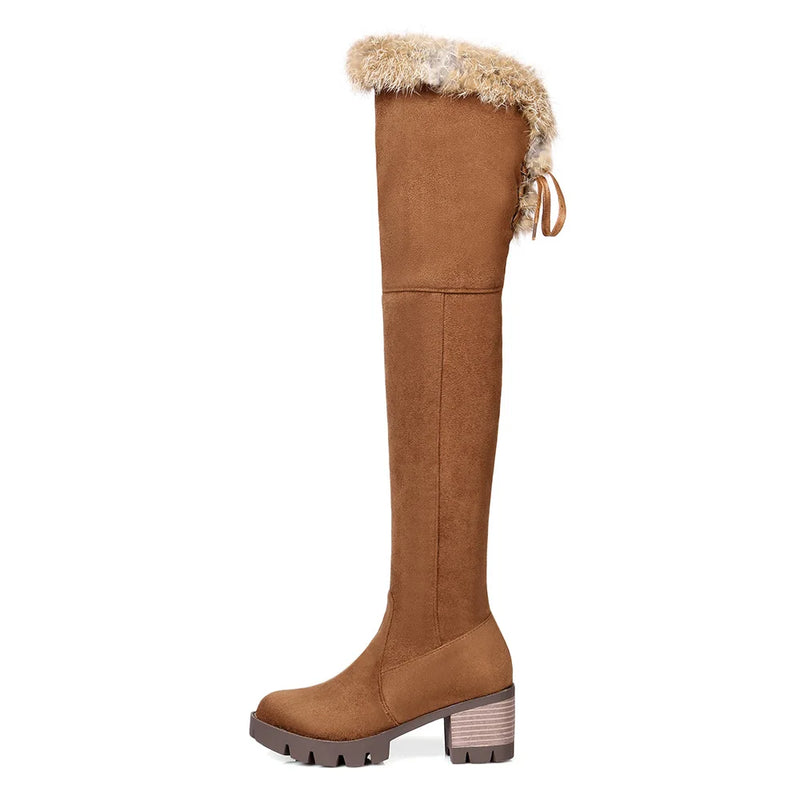 Winter Furry Warm Women Snow Boots knee Shoes