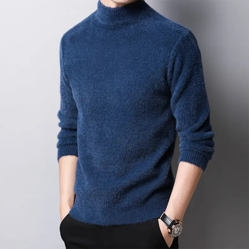 Men Sweater Spring and Autumn Mink Down Double-sided Fleece Thick Knit