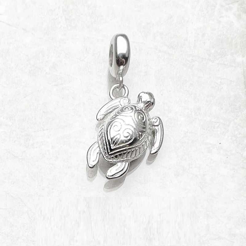 Dangle Charm Pendant Tortoise Jewelry Wisdom And Eternal Life Gift In 925 Sterling Silver