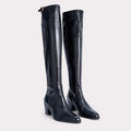 Women's Knee High Boots Med Heels Round Toe Black Dress Casual Female Autumn Winter Warm Shoes