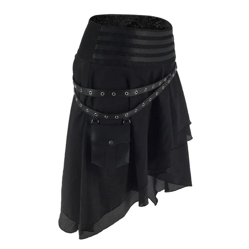 Women High Waist Skirt Renaissance Victorian Pirate Costume Halloween Dress Up