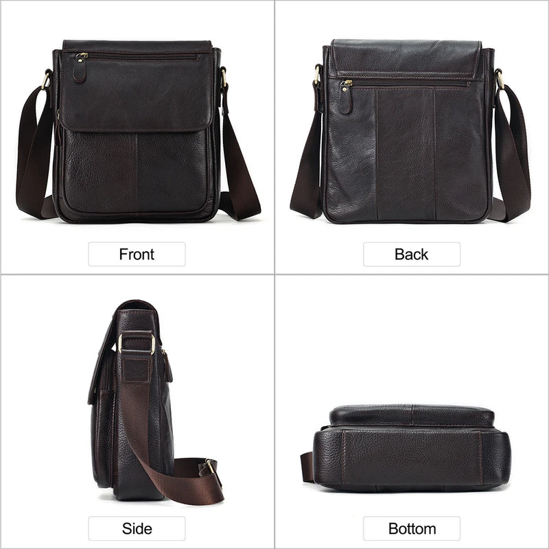 Genuine Leather Men Vintage Handbags Flap Men's Shoulder Bags Casual Messenger Bags Crossbody Bag