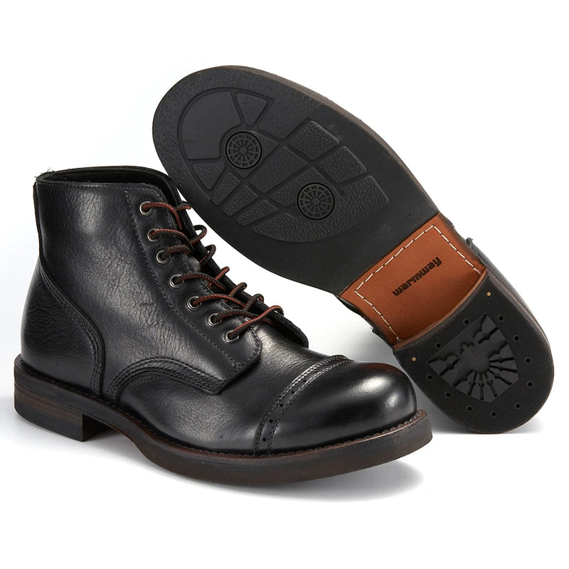 Handmade Precision Stitch Wear-Resistant Casual Boots Men Genuine Leather Shoes Combat Boots