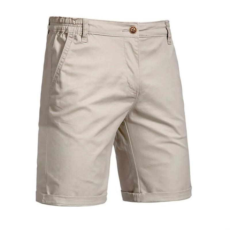 Summer Cotton Solid Shorts Men Casual Business Social Elastic Waist Men Shorts Beach Shorts