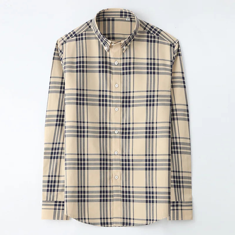 Cotton Men's Casual Shirts Long Sleeve Lapel Anti-wrinkling Luxury Shirt Light Business Spring