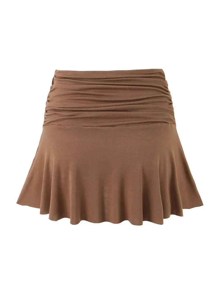 Spring Summer Casual Simple Sexy Party High Street Pleated Design Short Mini Skirt For Women