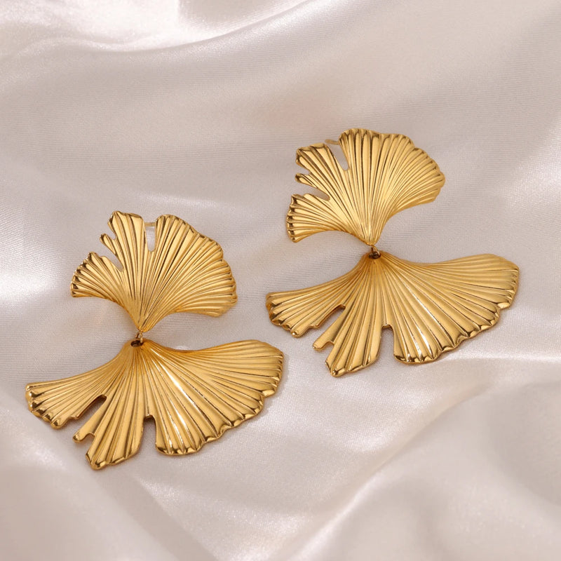 Stainless Steel Leaf Earrings For Women Stud Earring Female Fashion Wedding Ear Jewelry Gift