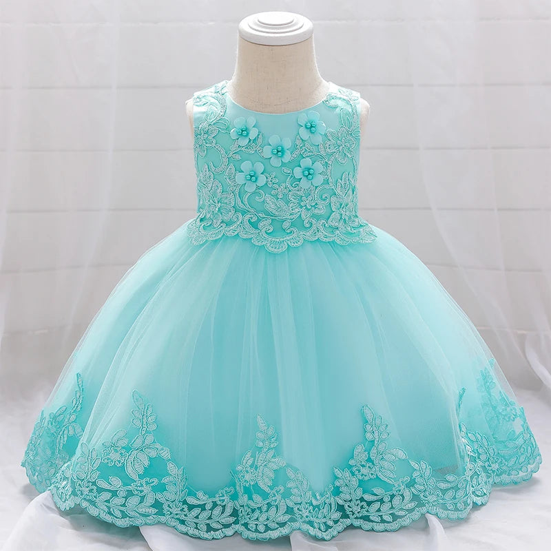 Summer Ceremony First Birthday Dress For Baby Girl Clothes Flower Baptism Princess Dress