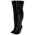 Velvet Long Boots For Women Spring Autumn Over Knee Shoes Toe Heels Elastic Thigh Boots