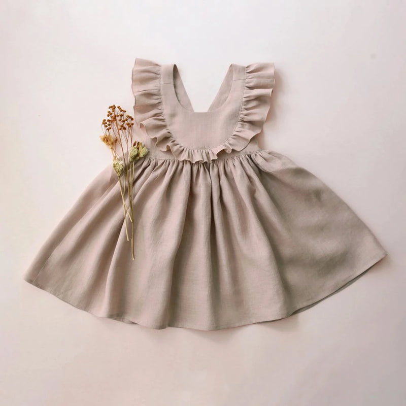 Girl Dresses Summer Linen Cotton Baby Girl Holiday Clothes Baby Girl Beach Dress