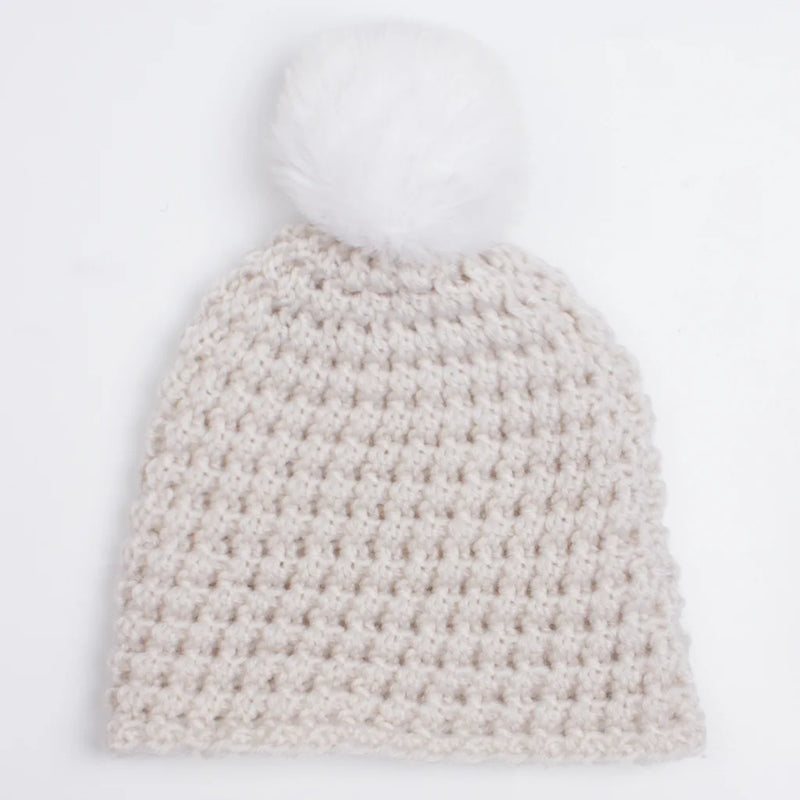 Winter Baby Solid Crocheted Wool Beanie Hat Children Knitted Pompom Ball Bonnet Skullcap Hat