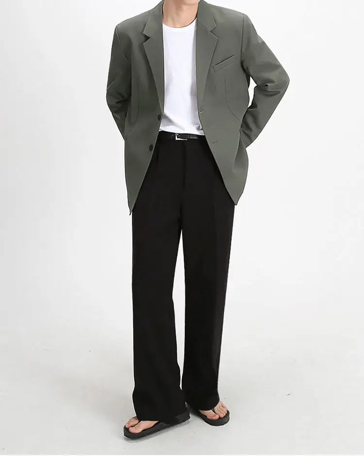 Pants Men Dress Clothing Loose Straight Casual Elastic Waist Male Office Formal Trousers