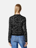 Winter geometric pattern jacquard round neck wool pullover women knitting