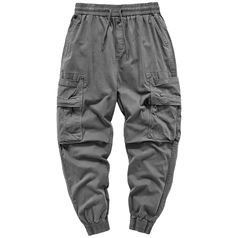 Autumn Cargo Pants Men Military Multi Pockets Casual Pants Hip Hop Streetwear Cotton Trousers Elastic Waist