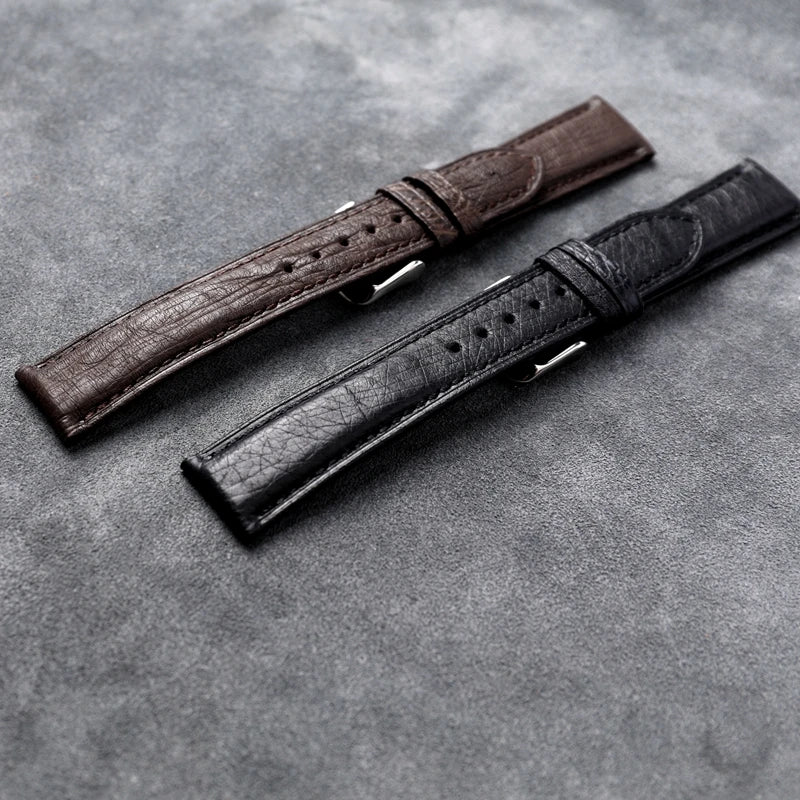 Handmade South African Ostrich Leather Watchband Vintage Men's High Grade Genuine Leather Strap