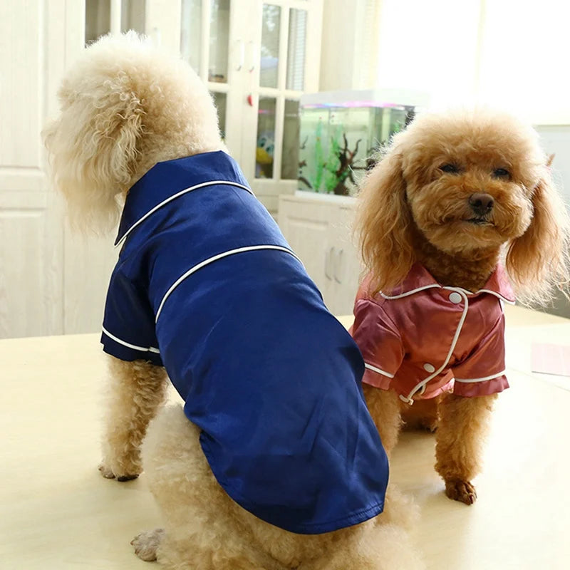 Luxury Pet Dog Pajamas Soft Silk French Bulldog Pajamas Pet Coat Clothing Shih Tzu Puppy Cat Clothes