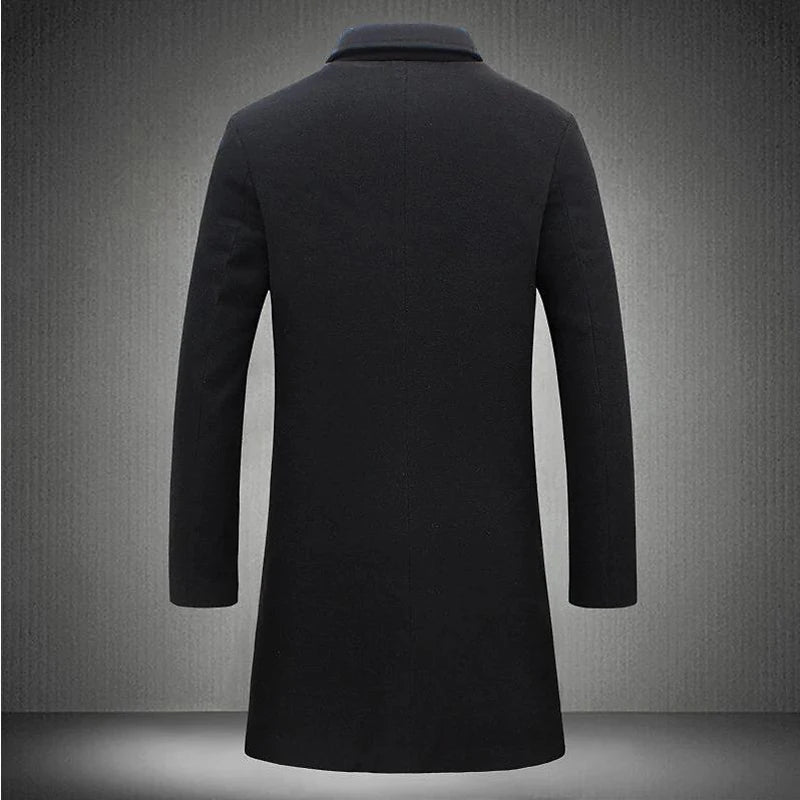 Winter Men's Trench Coats Luxury Male Mid-Long Warm Wool Jackets Casual Mens Business Comfortable Overcoat Clothing