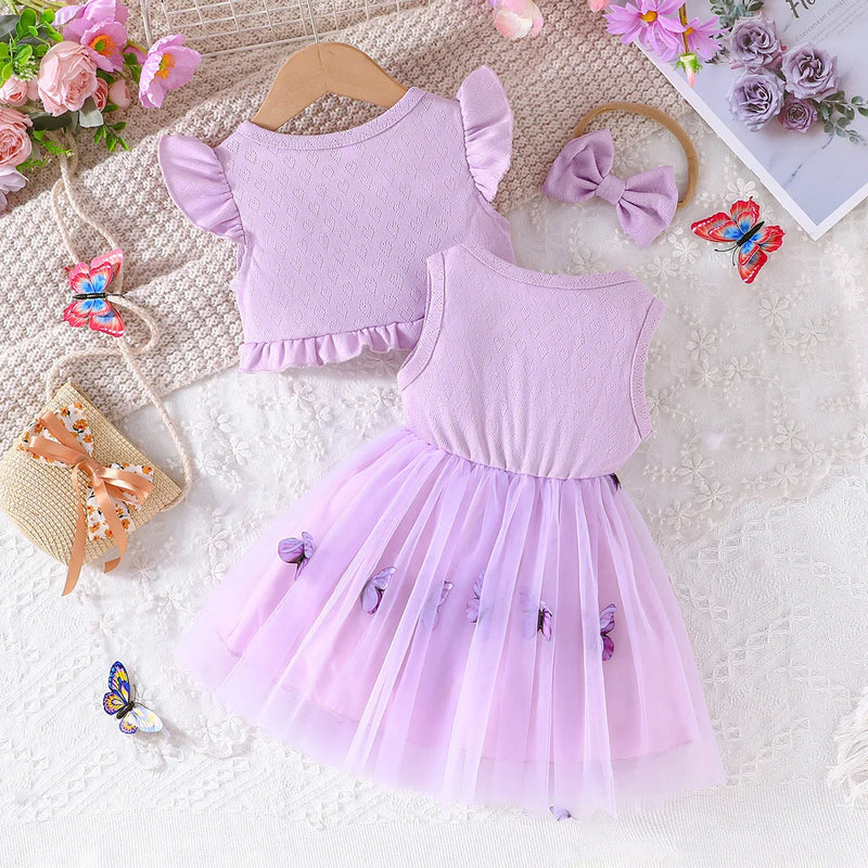 Summer Set Infant Girl Clothes Newborn Butterfly Dress Baby Clothing