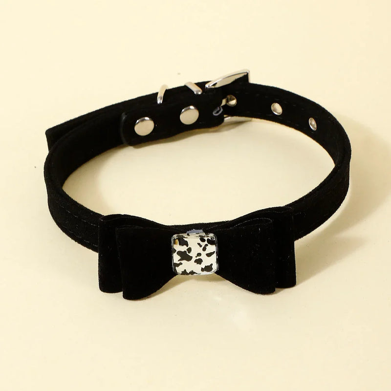 Soft Velvet Cat Collar Small Puppy Cat Dog Collars Bow Kitten Collar Bowknot Necklace