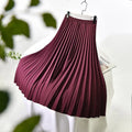 Women's Pleated Midi Skirt High Waist Thickened Warm Office Swing A-Line Skirts