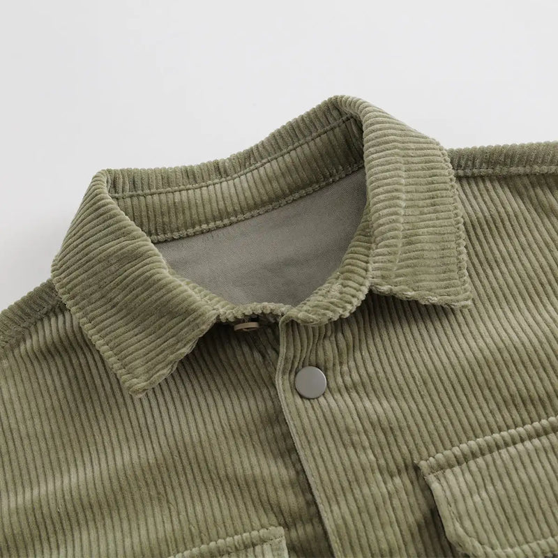 Outdoor Style Boys Cotton Soft Corduroy Shirt for Autumn