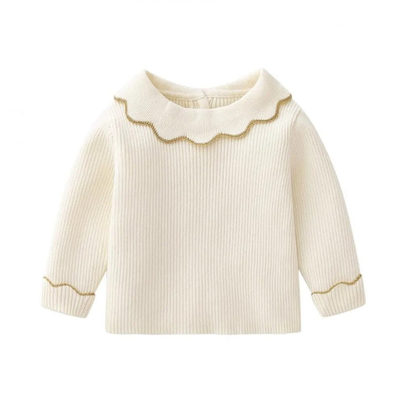 Baby Girls Pullover Sweater for Autumn Winter Kids Elegant Plain All-match Knitted Children Casual Knitwear