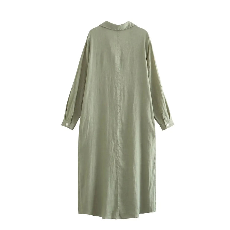 Dress Women Summer Boho Loose Women's Dress Linen Casual Dresses Button-up Shirts Dresses