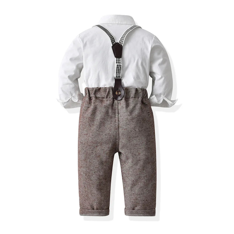 Baby Boy Formal Clothes Set Shirt Suspender Pant Teen Suit Party Cotton Baby Clothes 1-16Y