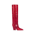 Autumn and Winter Long Boots with Square Toe Thick Heel One Foot Belt Buckle Knee High Boots