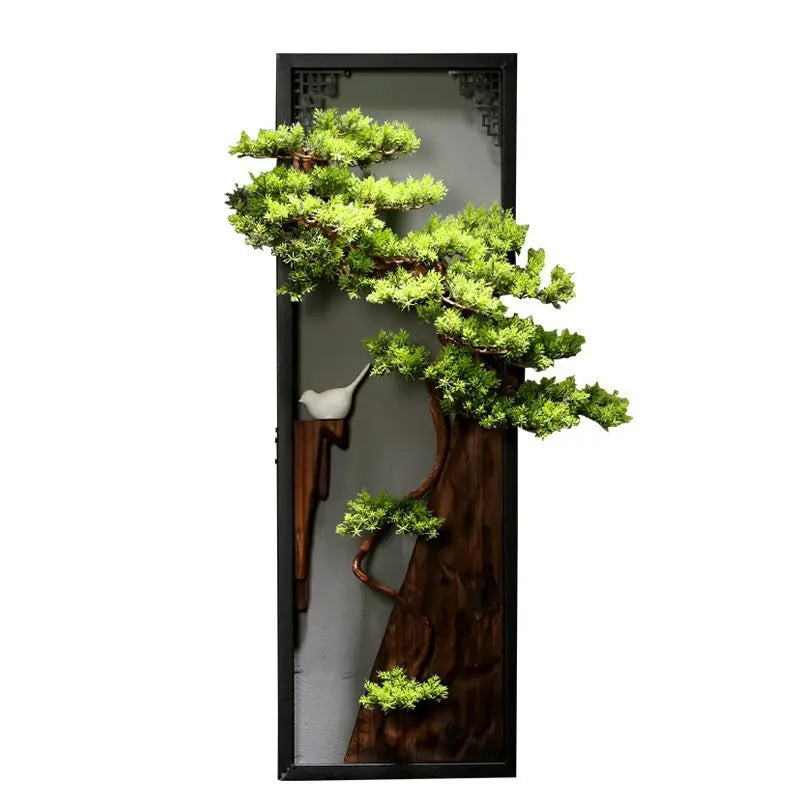 Wooden Frame Pendant Teahouse Living Room Background Wall Decoration Rectangle Simulation Decoration