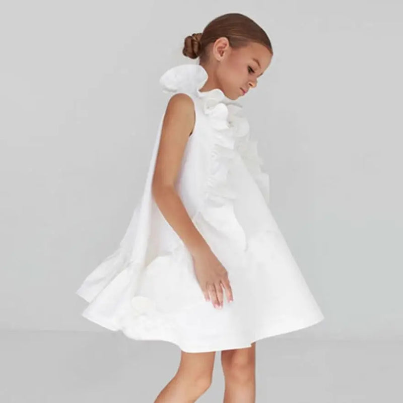Summer Spanish Princess Evening Gown Ruffles Sleeveless Design Birthday Baptism Party Girls Dress