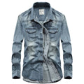 Men's Denim Shirt Solid Casual Shirts Men Clothing