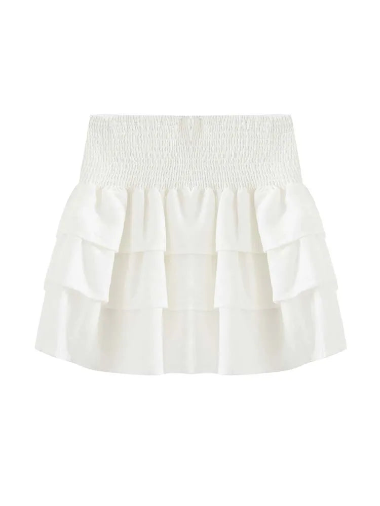 Women Cotton White Cake Mini Skirts Summer